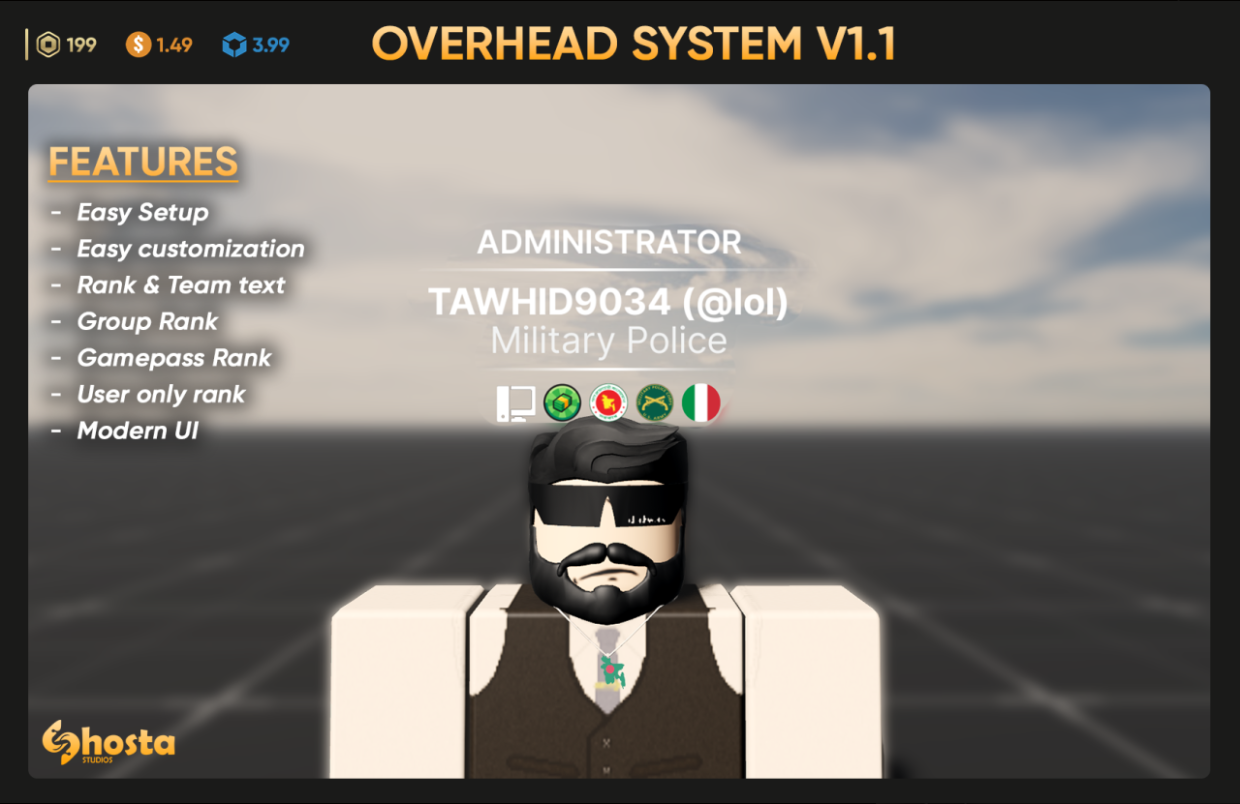 Roblox player overhead display system