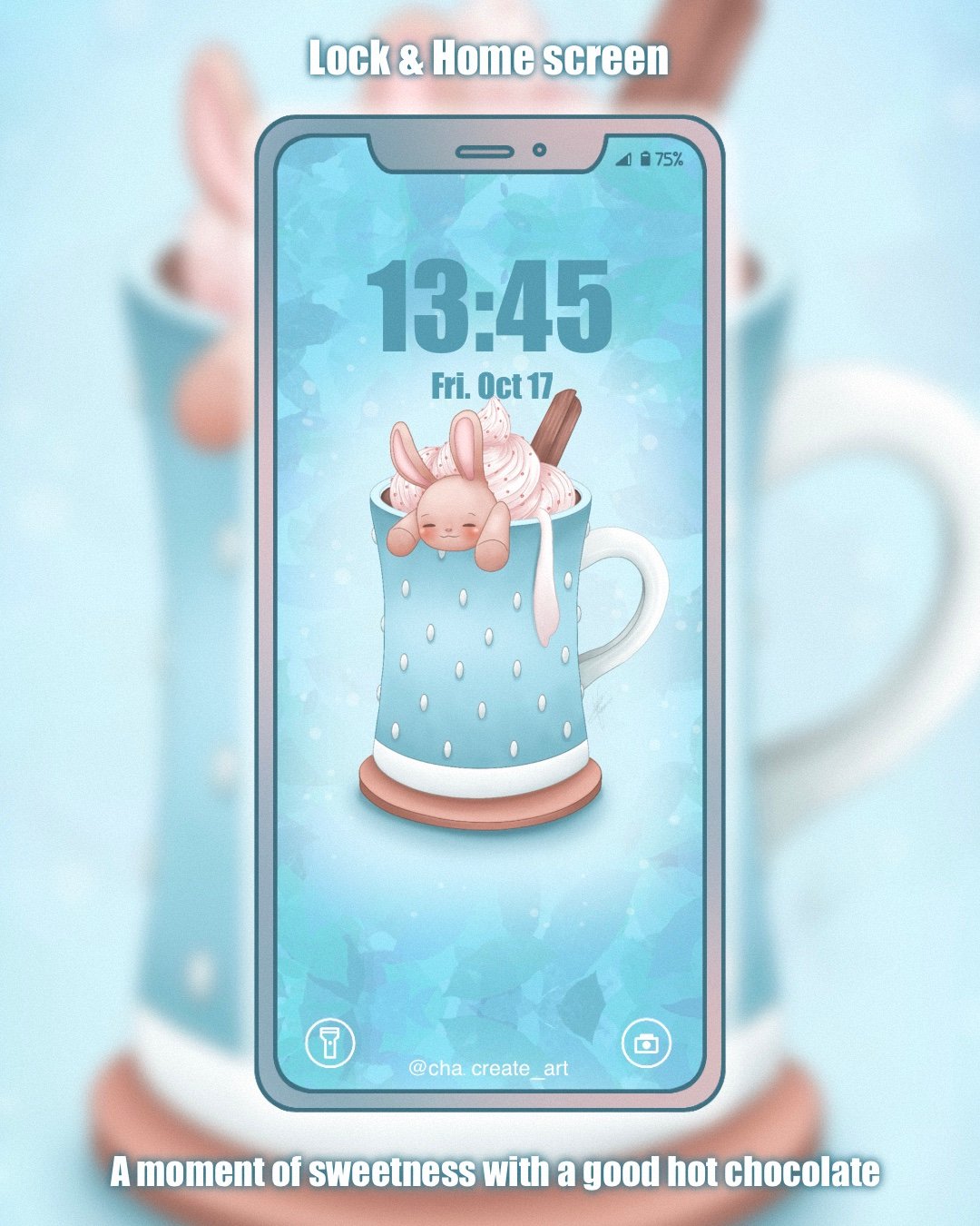 A smooth, comforting hot drink, topped with a soft, colorful marshmallow #wallpaperphone #cuteart #kawaiiart #hotdrink #marshmallow