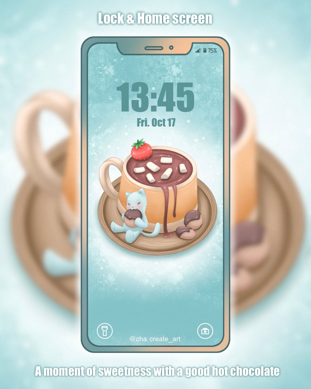 A smooth, comforting hot drink, topped with a soft, colorful marshmallow #wallpaperphone #cuteart #kawaiiart #hotdrink #marshmallow