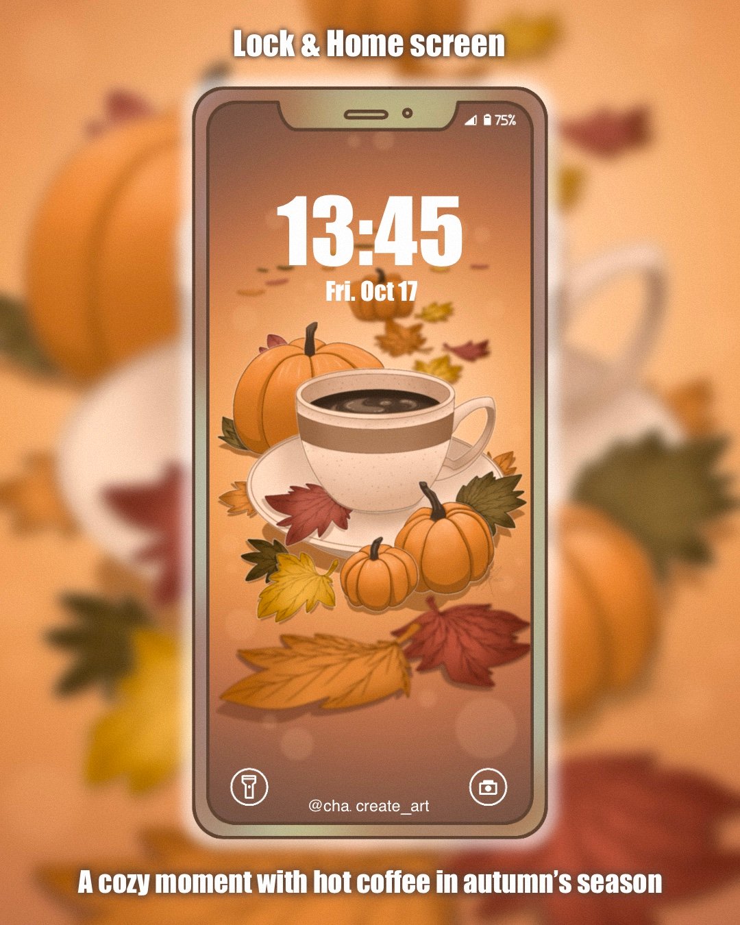 A smooth, comforting hot drink in autumn´s season 2 #wallpaperphone #cuteart #kawaiiart #hotdrink #autumn #coffee