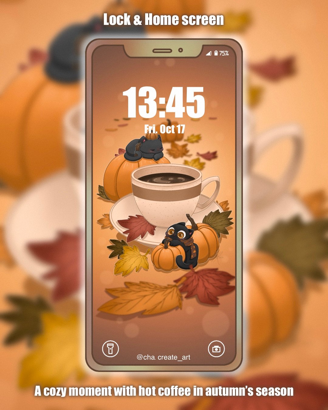 A smooth, comforting hot drink in autumn´s season 2 #wallpaperphone #cuteart #kawaiiart #hotdrink #autumn #coffee