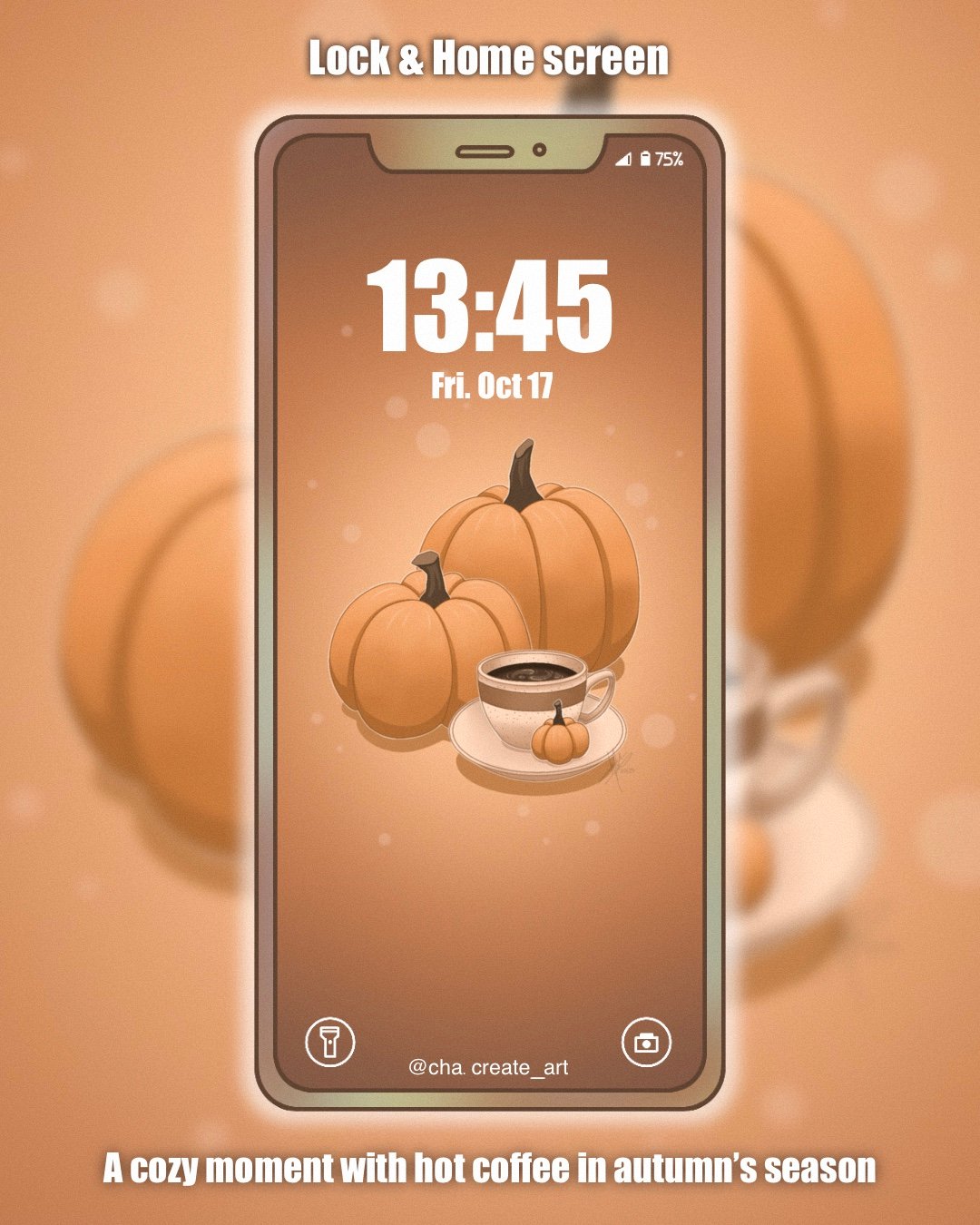 A smooth, comforting hot drink in autumn´s season 2 #wallpaperphone #cuteart #kawaiiart #hotdrink #autumn #coffee