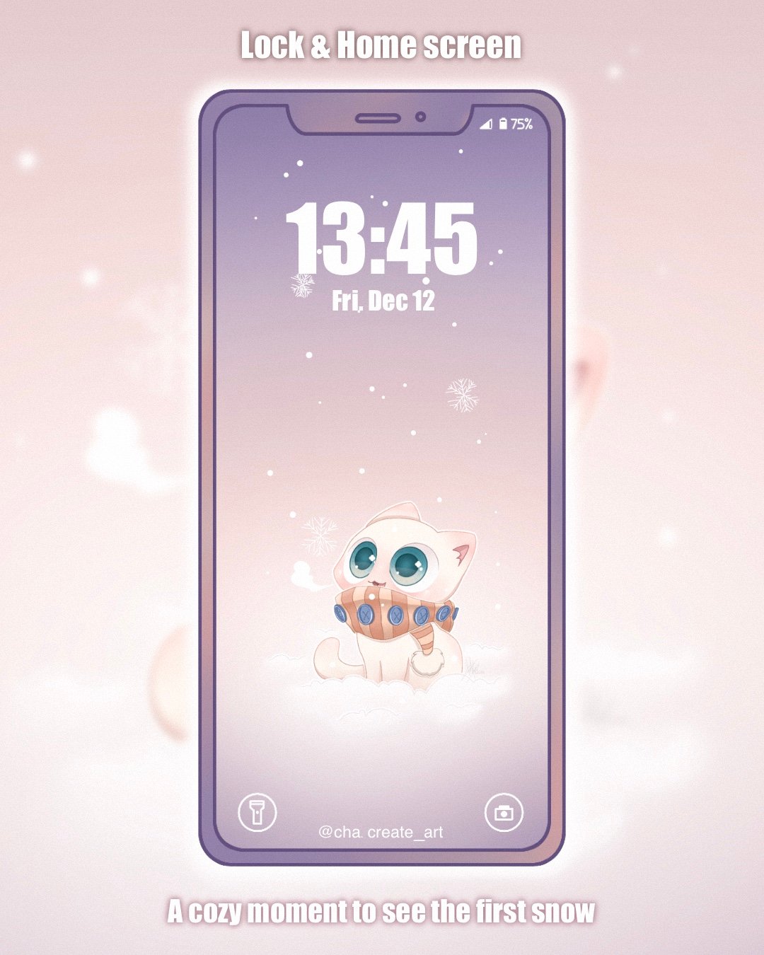 A lovely moment to catch a glimpse of the first snowfall #wallpaperphone #cuteart #kawaiiart #winter #snow #cutecreature