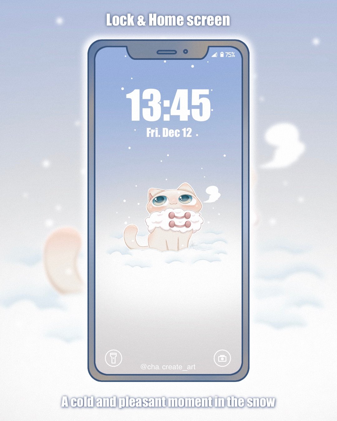 A pleasant little moment to enjoy the winter chill #wallpaperphone #cuteart #kawaiiart #winter #snow #cutecreature
