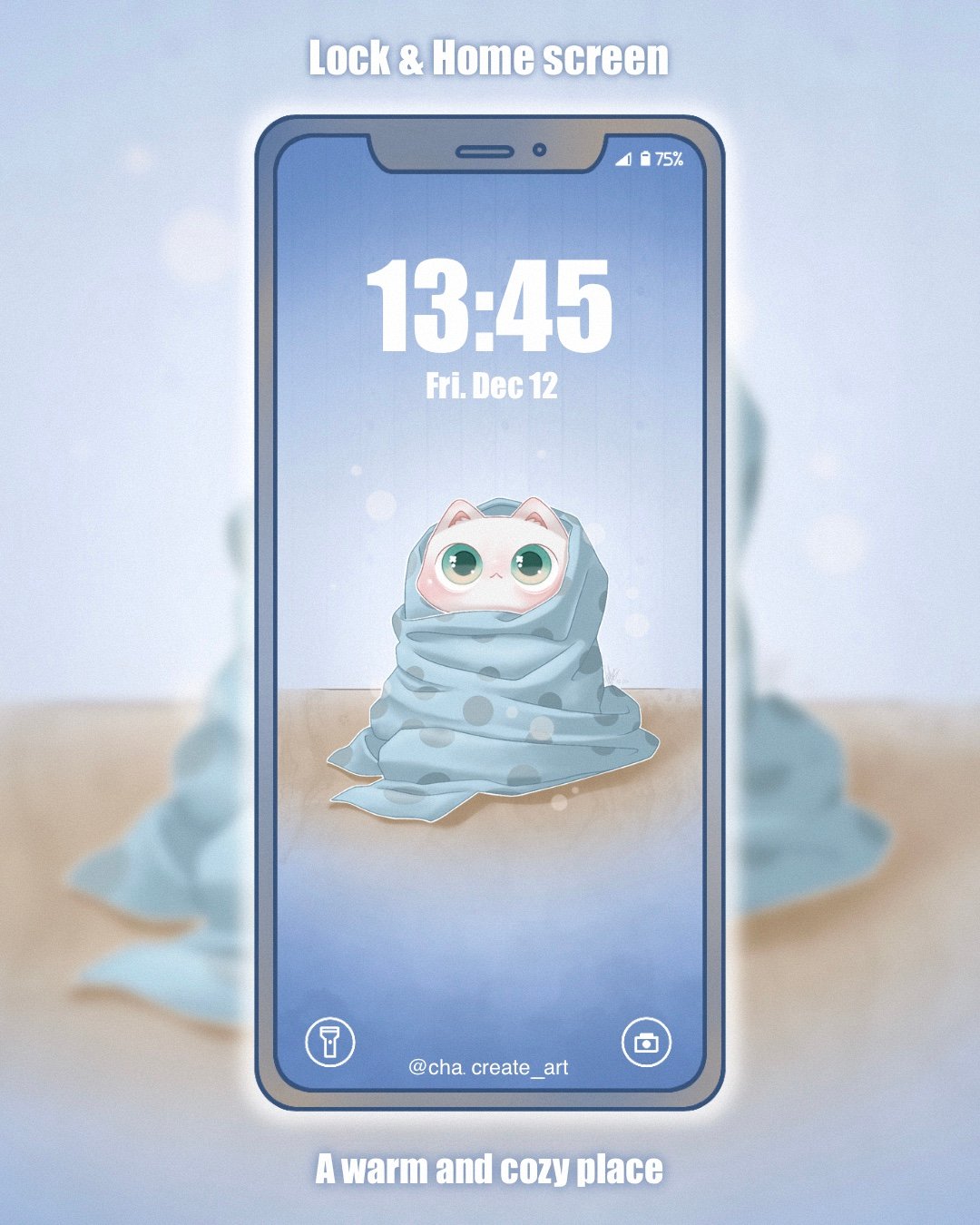 What could be better than wrapping yourself in a big, cozy scarf to stay warm in this wintry cold? #wallpaperphone #cuteart #kawaiiart #cutecreature #scarf #winter