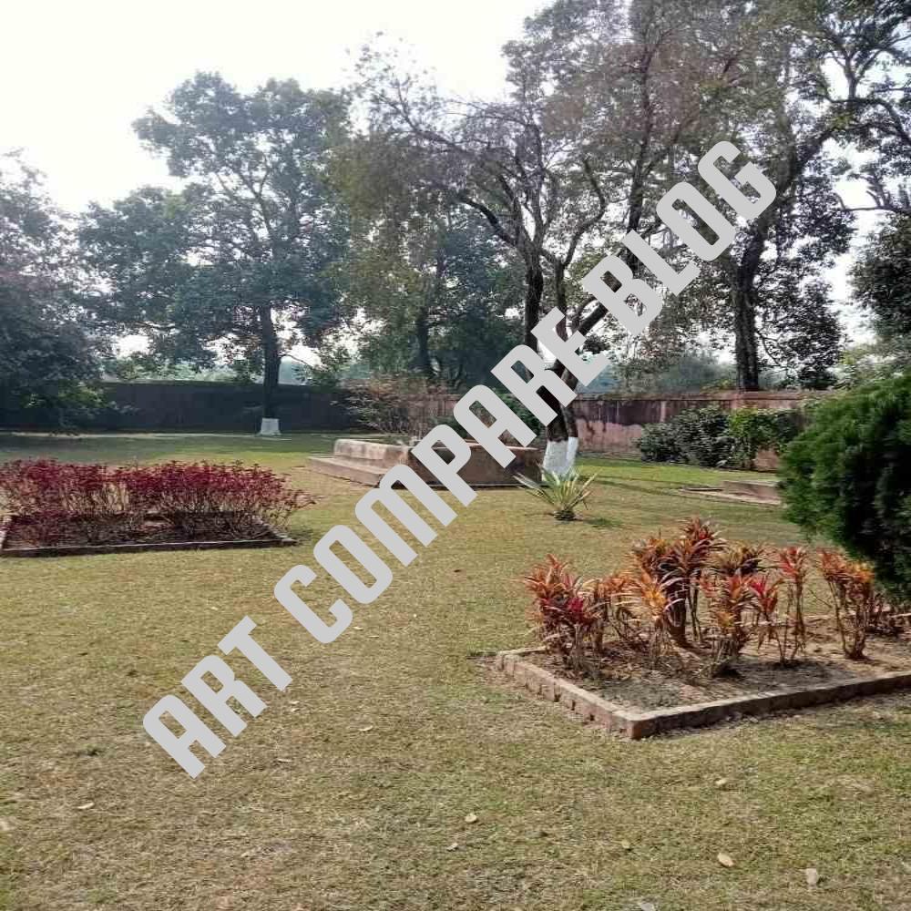 Landscaped Garden with Colorful Cordyline Plants and Old Grave Platform - Khushbagh Tomb Complex, Murshidabad