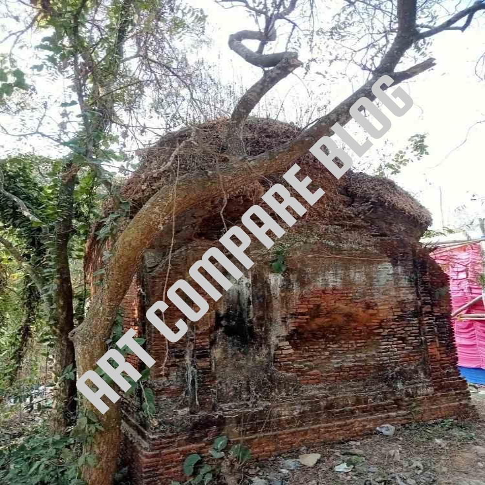 Old Ruined Brick Temple Covered with Tree Roots and Vines in Forest Area - Murshidabad Ancient Heritage Structure