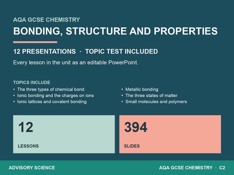 Bonding, Structure and Properties Lessons PowerPoint | AQA GCSE Chemistry C2 8462, 12 Lessons: cover