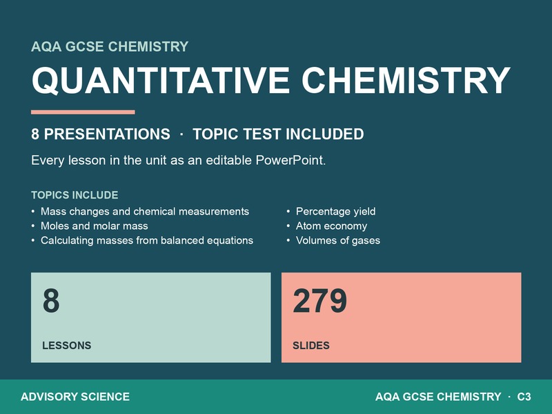 Quantitative Chemistry Lessons PowerPoint | AQA GCSE Chemistry C3 8462, 8 Lessons: cover