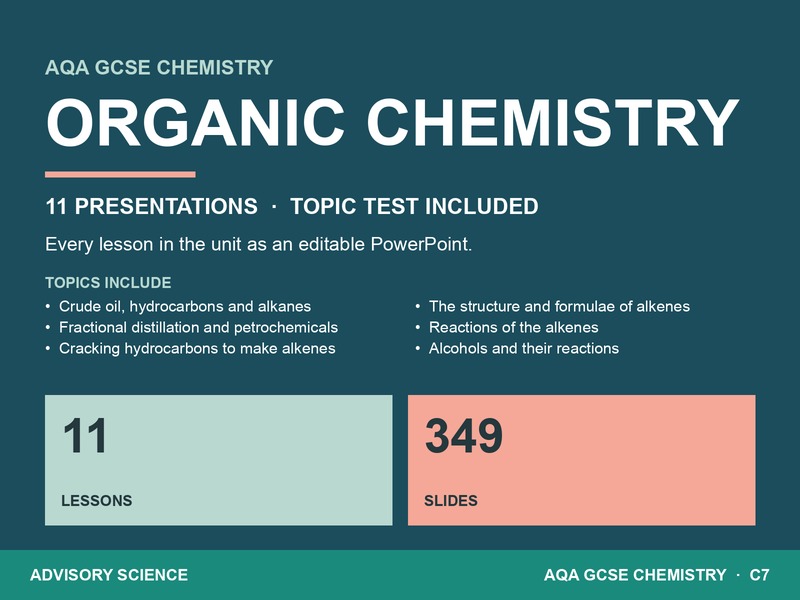 Organic Chemistry Lessons PowerPoint | AQA GCSE Chemistry C7 8462, 11 Lessons: cover