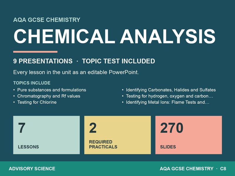 Chemical Analysis Lessons PowerPoint | AQA GCSE Chemistry C8 8462, 9 Lessons: cover