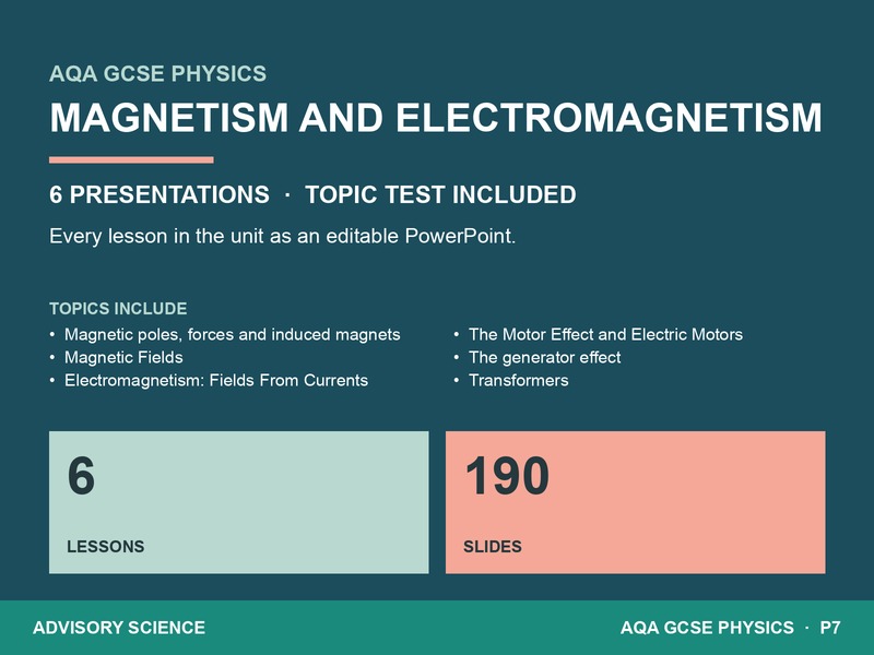 AQA GCSE Physics P7 Magnetism and Electromagnetism | 6 Lesson Presentations and Topic Test: cover
