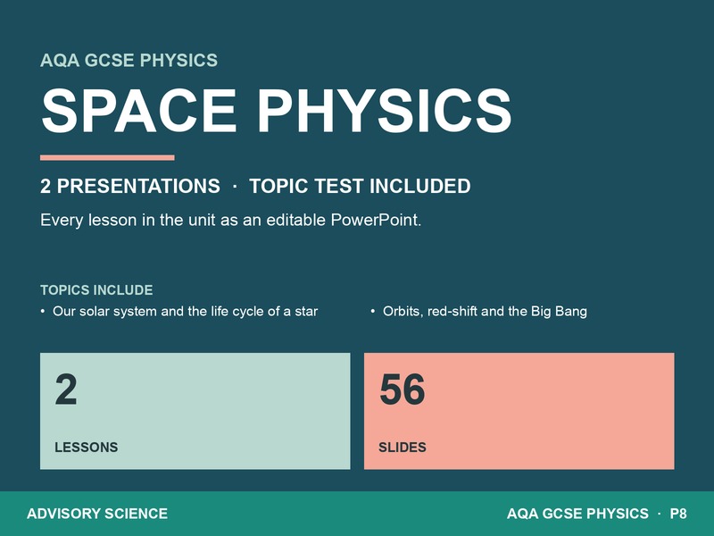AQA GCSE Physics P8 Space Physics | 2 Lesson Presentations and Topic Test: cover