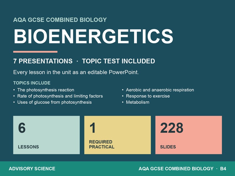Bioenergetics Lessons PowerPoint | AQA GCSE Combined Science Biology B4, 7 Lessons: cover