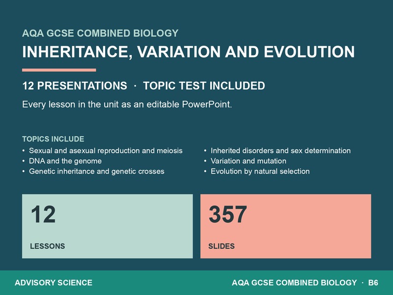Inheritance, Variation and Evolution Lessons PowerPoint | AQA GCSE Combined Science Biology B6, 12 Lessons: cover