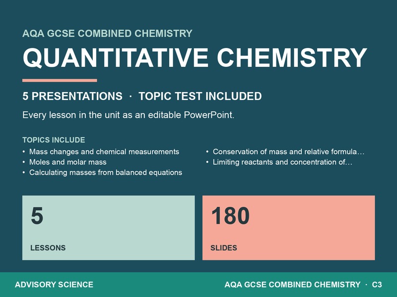Quantitative Chemistry Lessons PowerPoint | AQA GCSE Combined Science Chemistry C3, 5 Lessons: cover