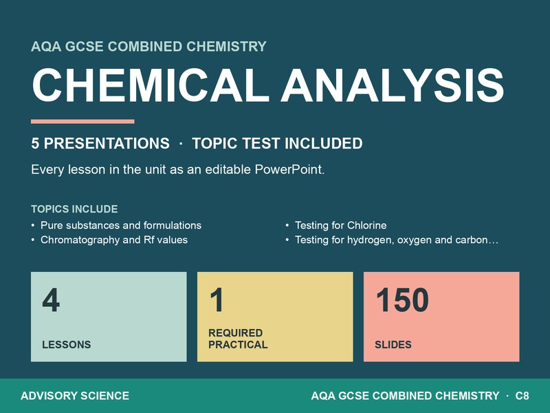 Chemical Analysis Lessons PowerPoint | AQA GCSE Combined Science Chemistry C8, 5 Lessons: cover