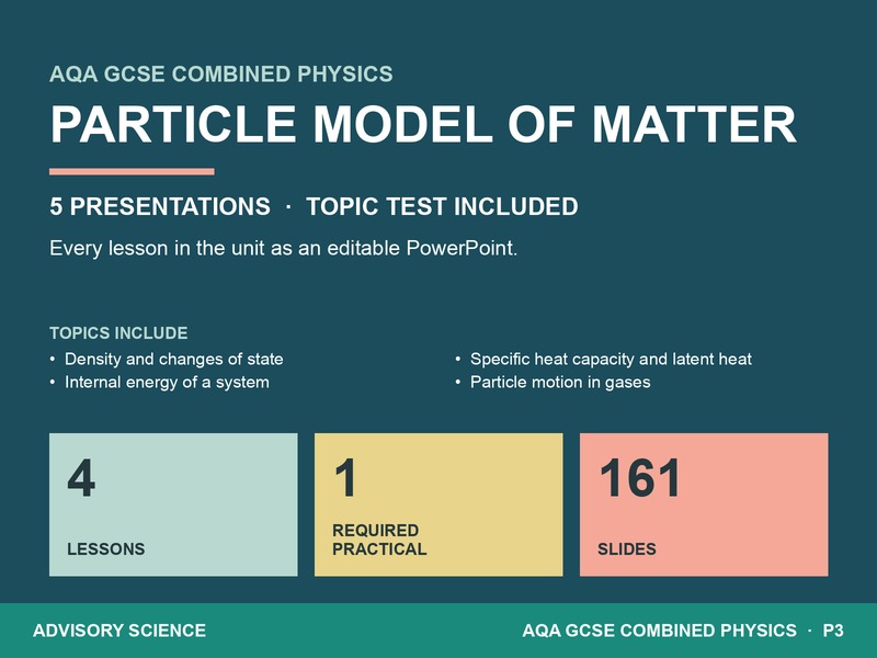 AQA GCSE Combined Science Physics P3 Particle Model of Matter | 5 Lesson Presentations and Topic Test: cover