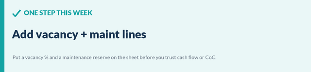 One step this week: add vacancy and maintenance lines