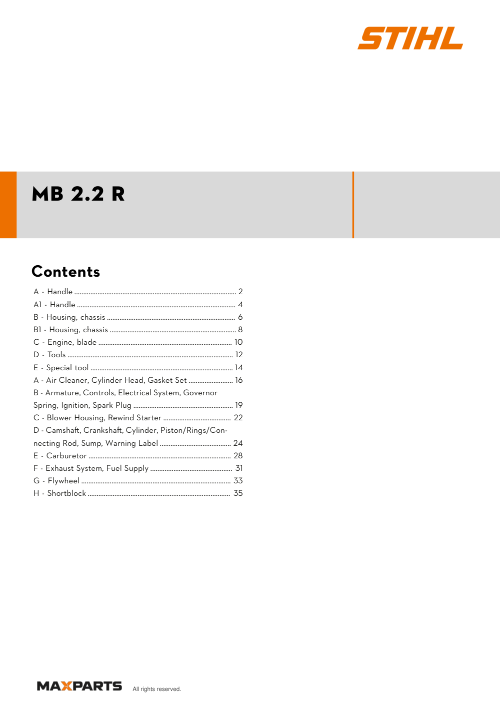 Cover of the VIKING MB 2.2 R illustrated parts catalogue PDF, showing the model name and contents.