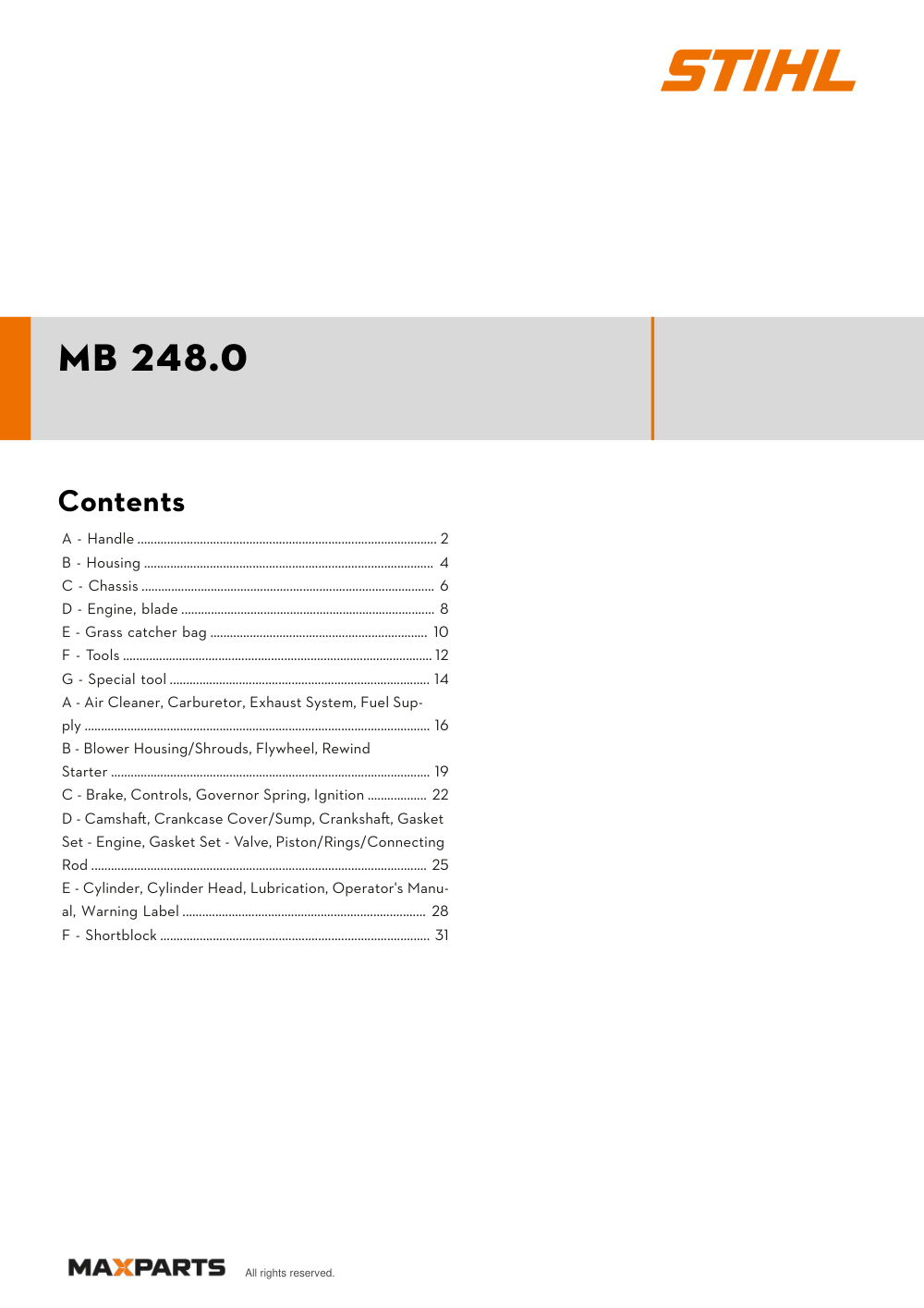 Cover of the VIKING MB 248.0 illustrated parts catalogue PDF, showing the model name and contents.