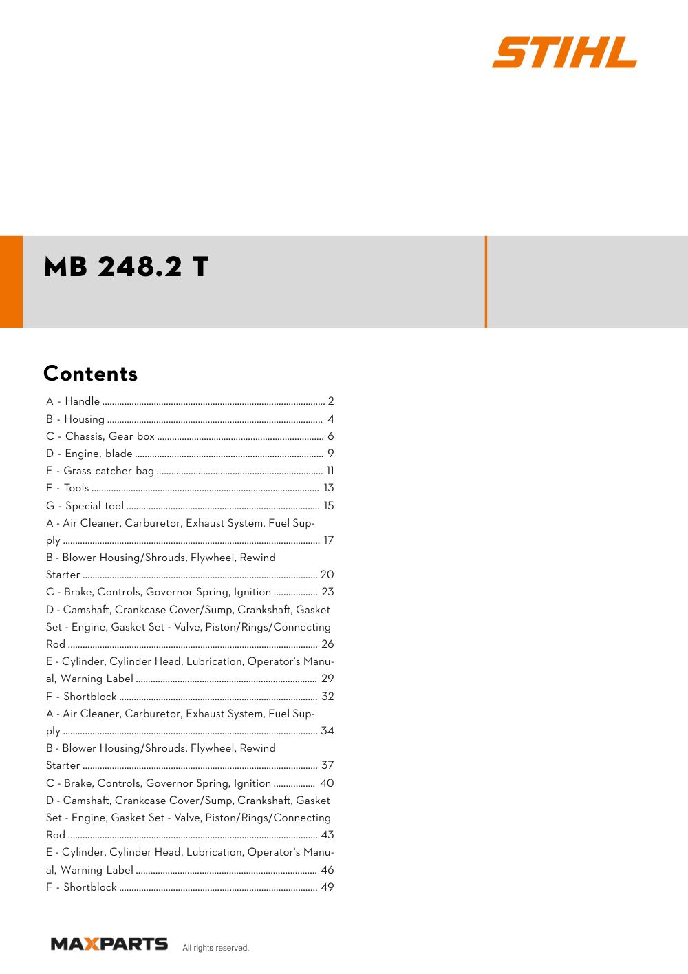 Cover of the VIKING MB 248.2 T illustrated parts catalogue PDF, showing the model name and contents.