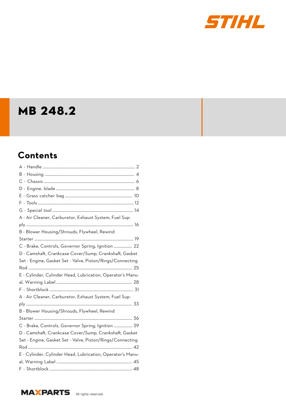 Cover of the VIKING MB 248.2 illustrated parts catalogue PDF, showing the model name and contents.