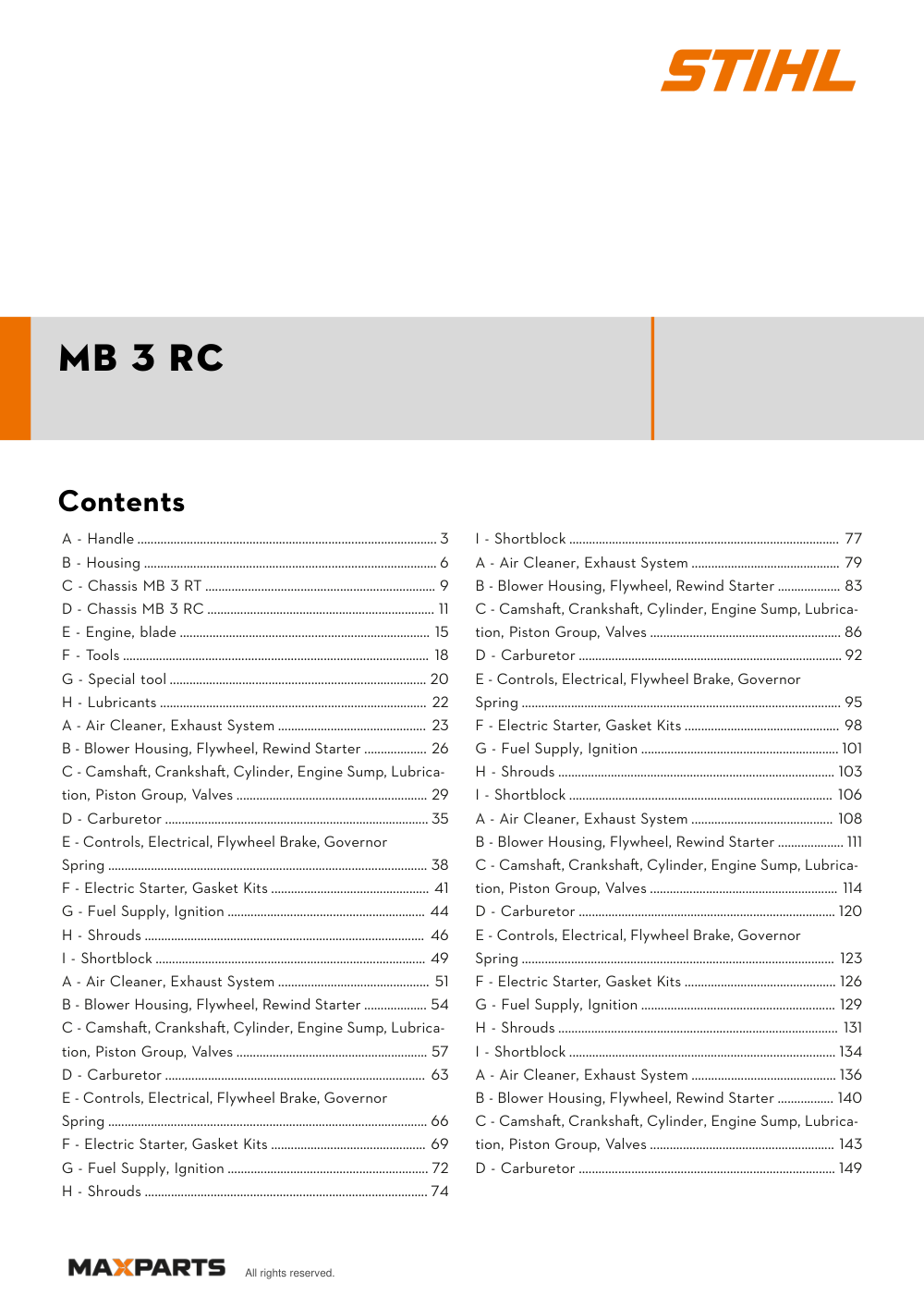 Cover of the VIKING MB 3 RC illustrated parts catalogue PDF, showing the model name and contents.