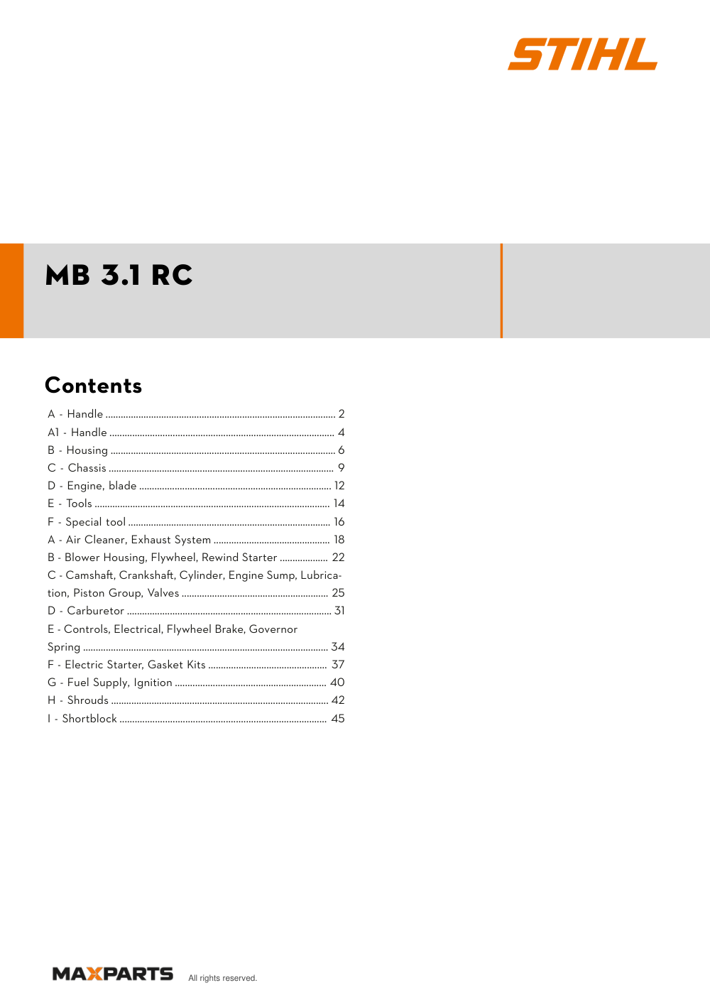 Cover of the VIKING MB 3.1 RC illustrated parts catalogue PDF, showing the model name and contents.