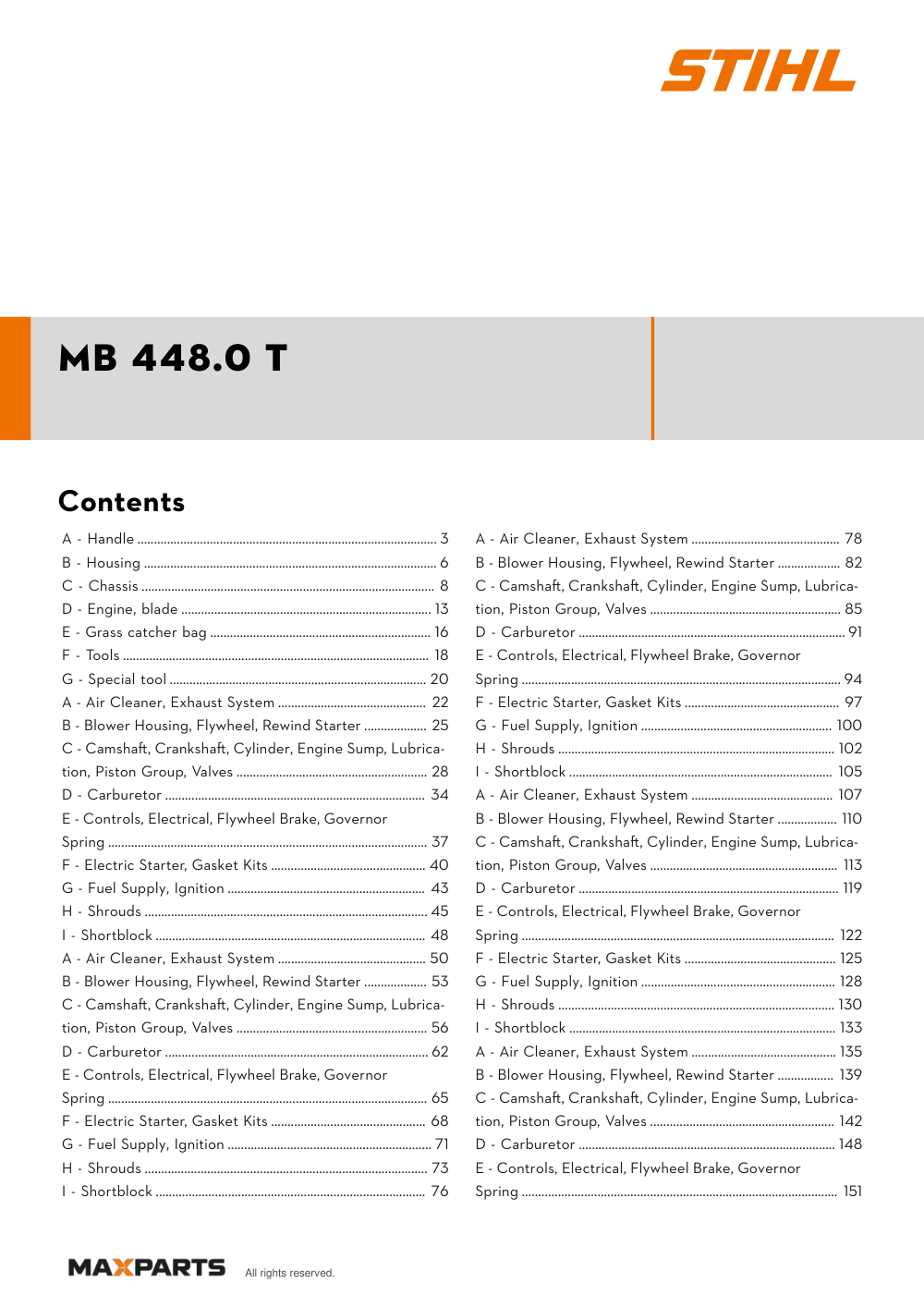 Cover of the VIKING MB 448.0 T illustrated parts catalogue PDF, showing the model name and contents.
