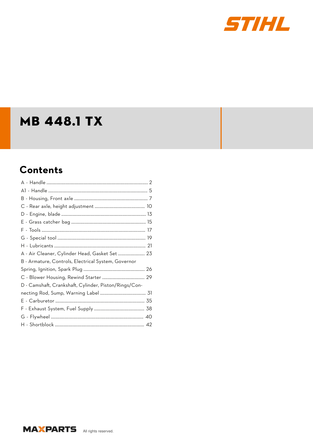 Cover of the VIKING MB 448.1 TX illustrated parts catalogue PDF, showing the model name and contents.