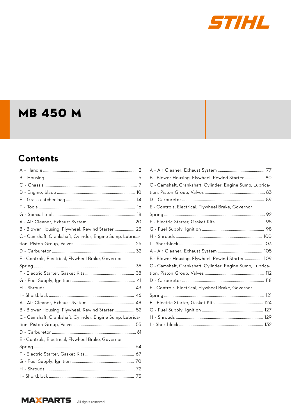 Cover of the VIKING MB 450 M illustrated parts catalogue PDF, showing the model name and contents.