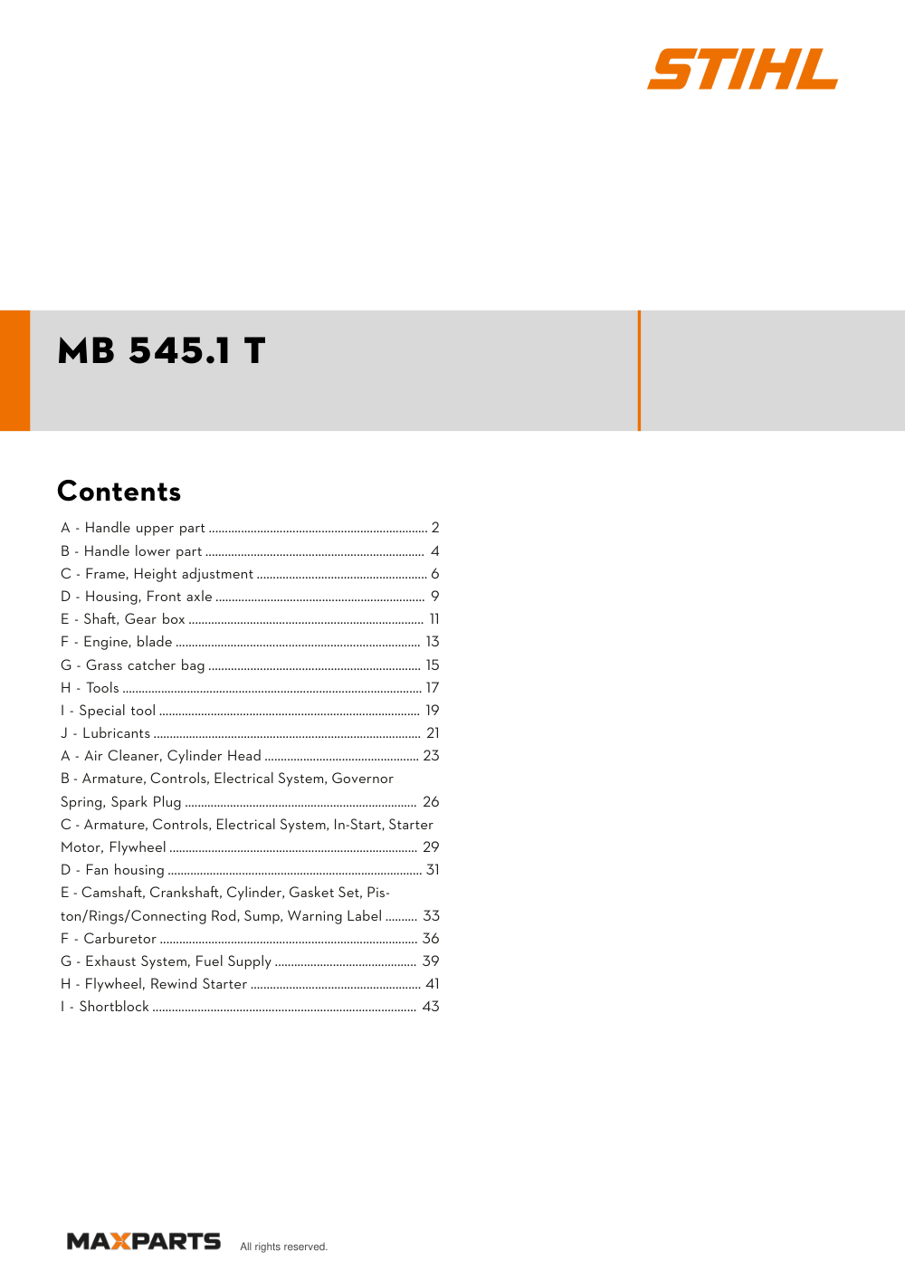 Cover of the VIKING MB 545.1 T illustrated parts catalogue PDF, showing the model name and contents.