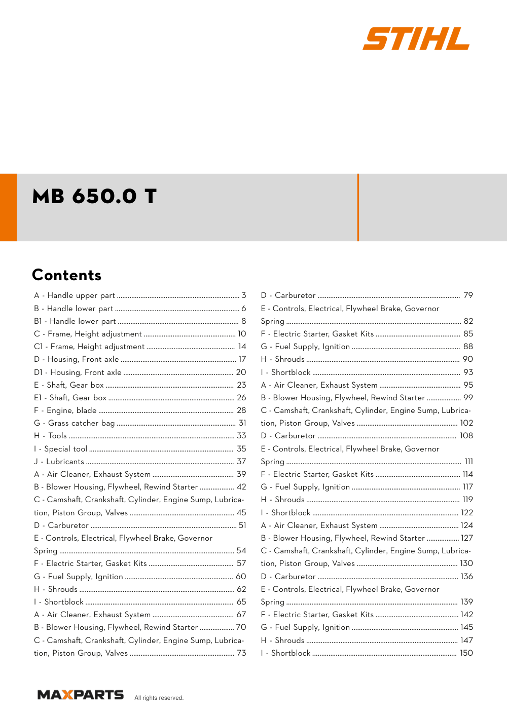 Cover of the VIKING MB 650.0 T illustrated parts catalogue PDF, showing the model name and contents.