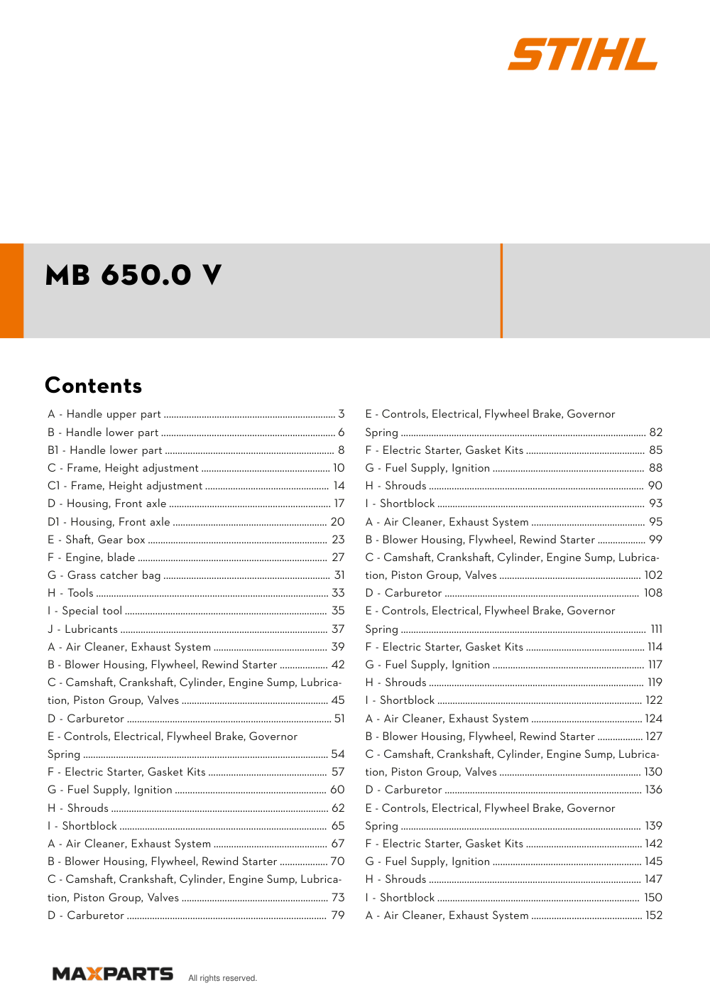 Cover of the VIKING MB 650.0 V illustrated parts catalogue PDF, showing the model name and contents.
