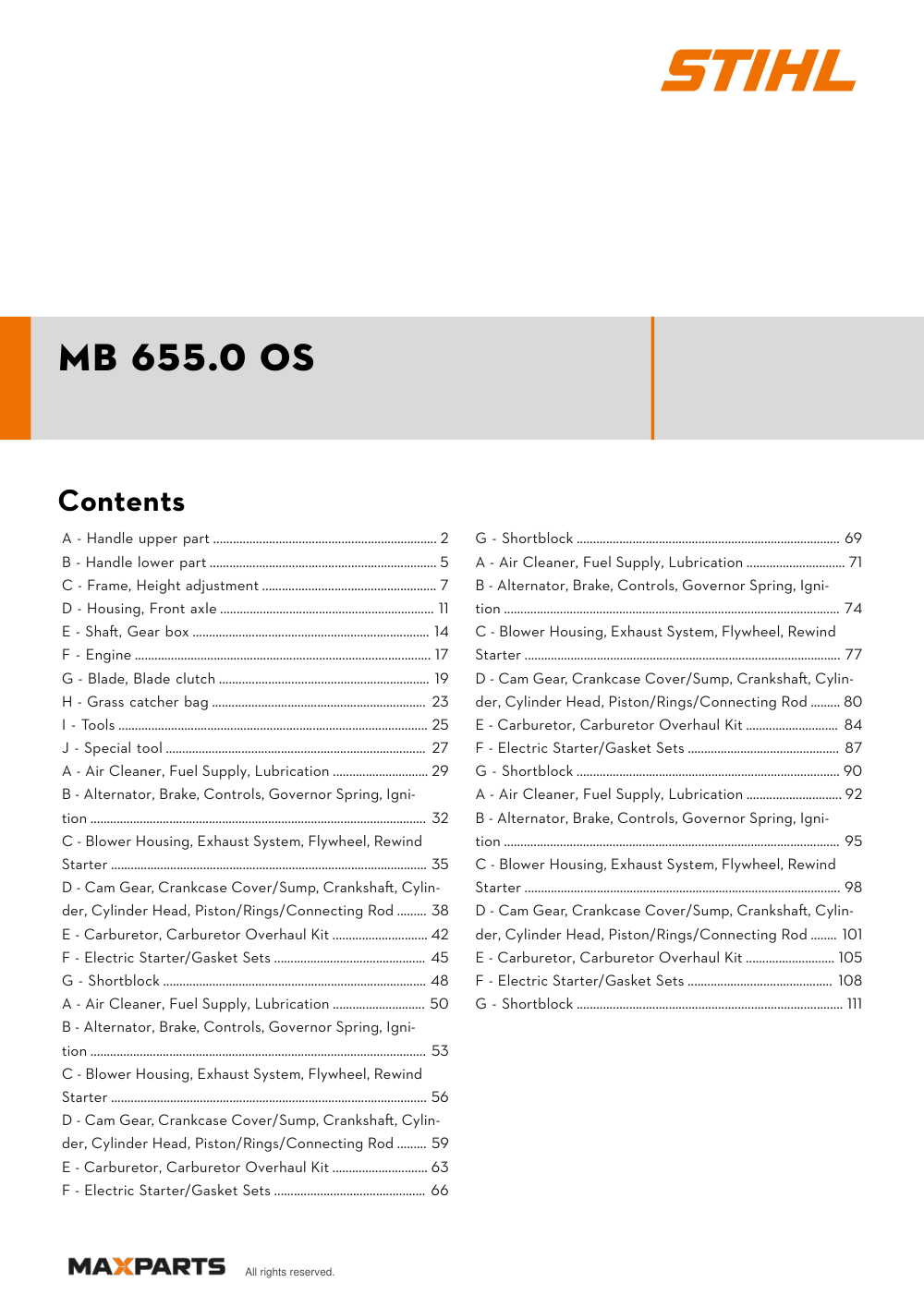 Cover of the VIKING MB 655.0 OS illustrated parts catalogue PDF, showing the model name and contents.