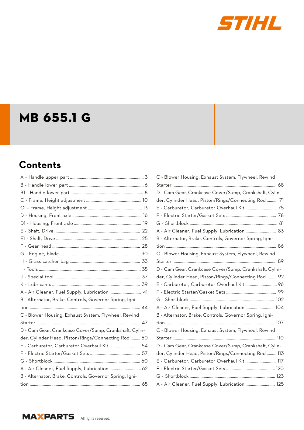 Cover of the VIKING MB 655.1 G illustrated parts catalogue PDF, showing the model name and contents.