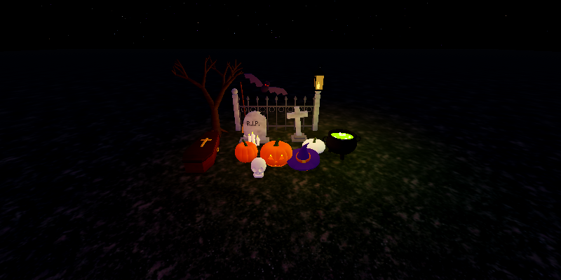 Purple witch hat beside a glowing potion cauldron