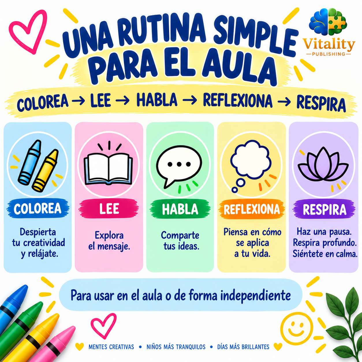 Páginas para colorear infantiles con mensajes positivos sobre gratitud, amabilidad, relaciones positivas y crecimiento personal.
