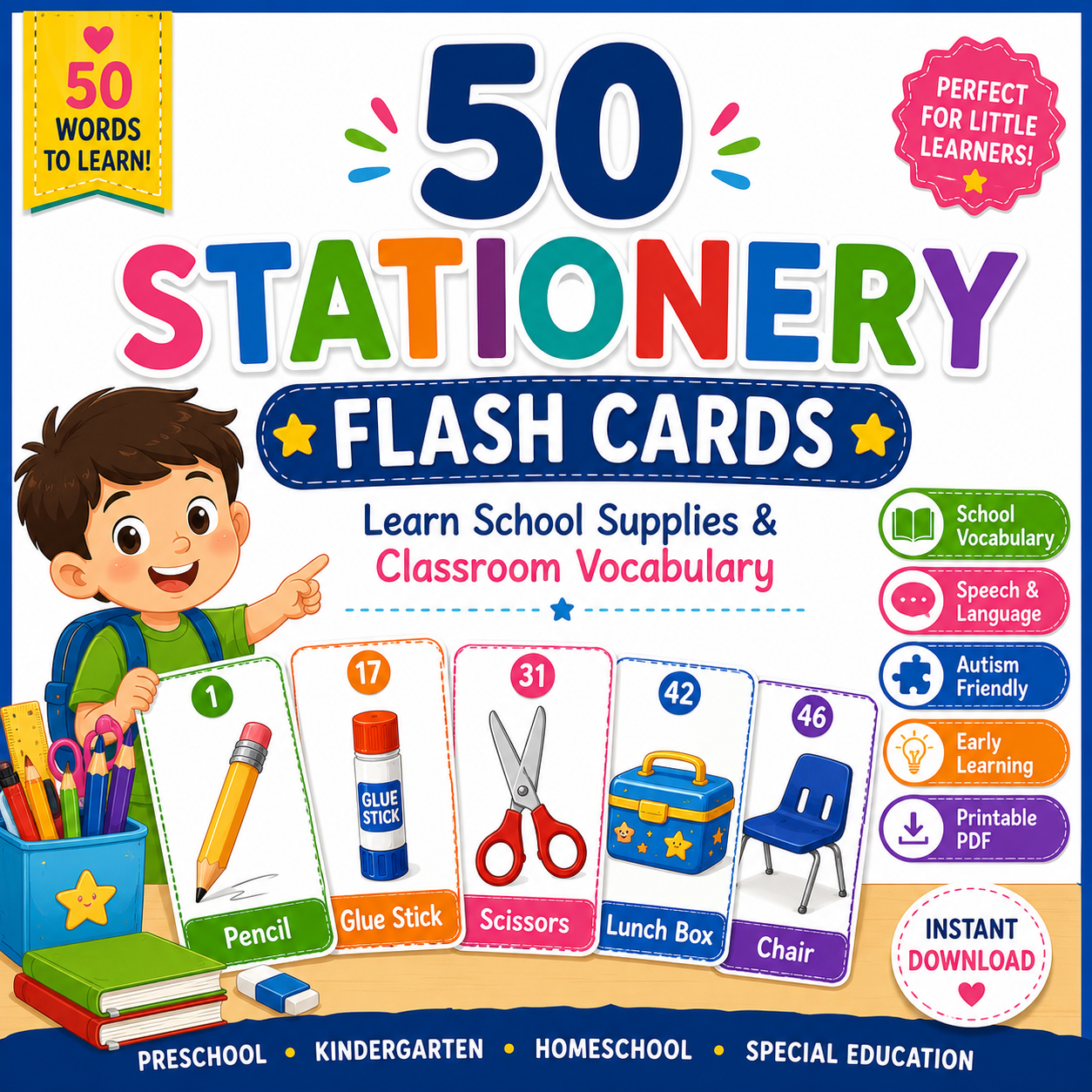 50 Stationery Flash Cards