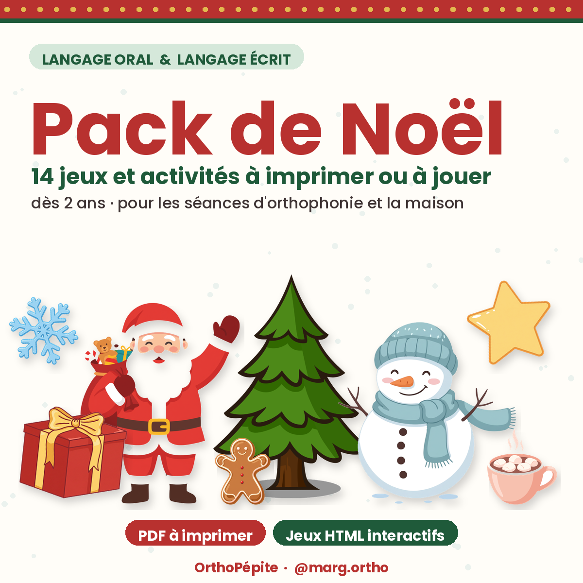Boîte de Pack de Noël : 14 jeux et activités de langage oral et écrit