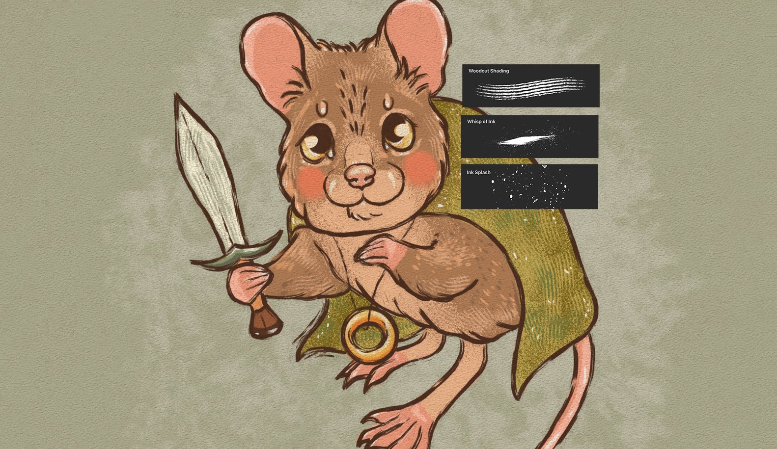 Hobbit mouse drawing with procreate ink brushes