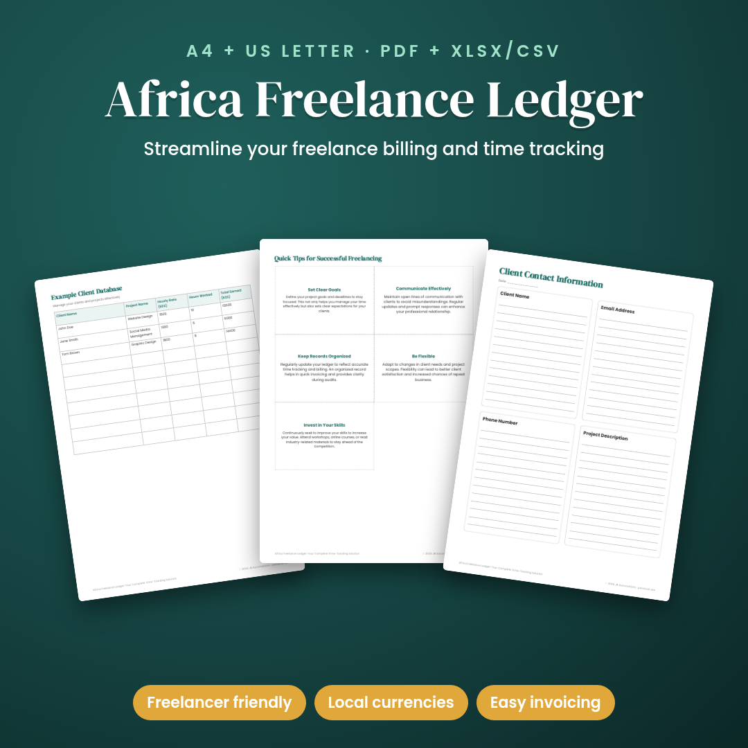 Africa Freelance Ledger: Your Complete Time-Tracking Solution