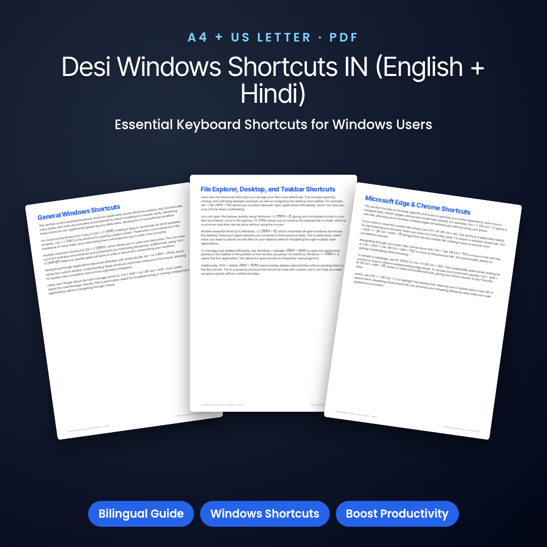 Desi Windows Shortcuts IN (English + Hindi)