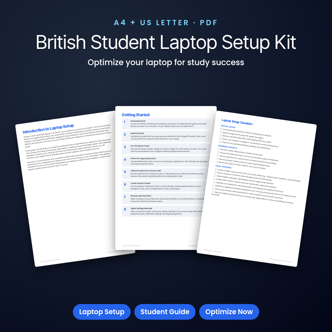 British Student Laptop Setup Kit