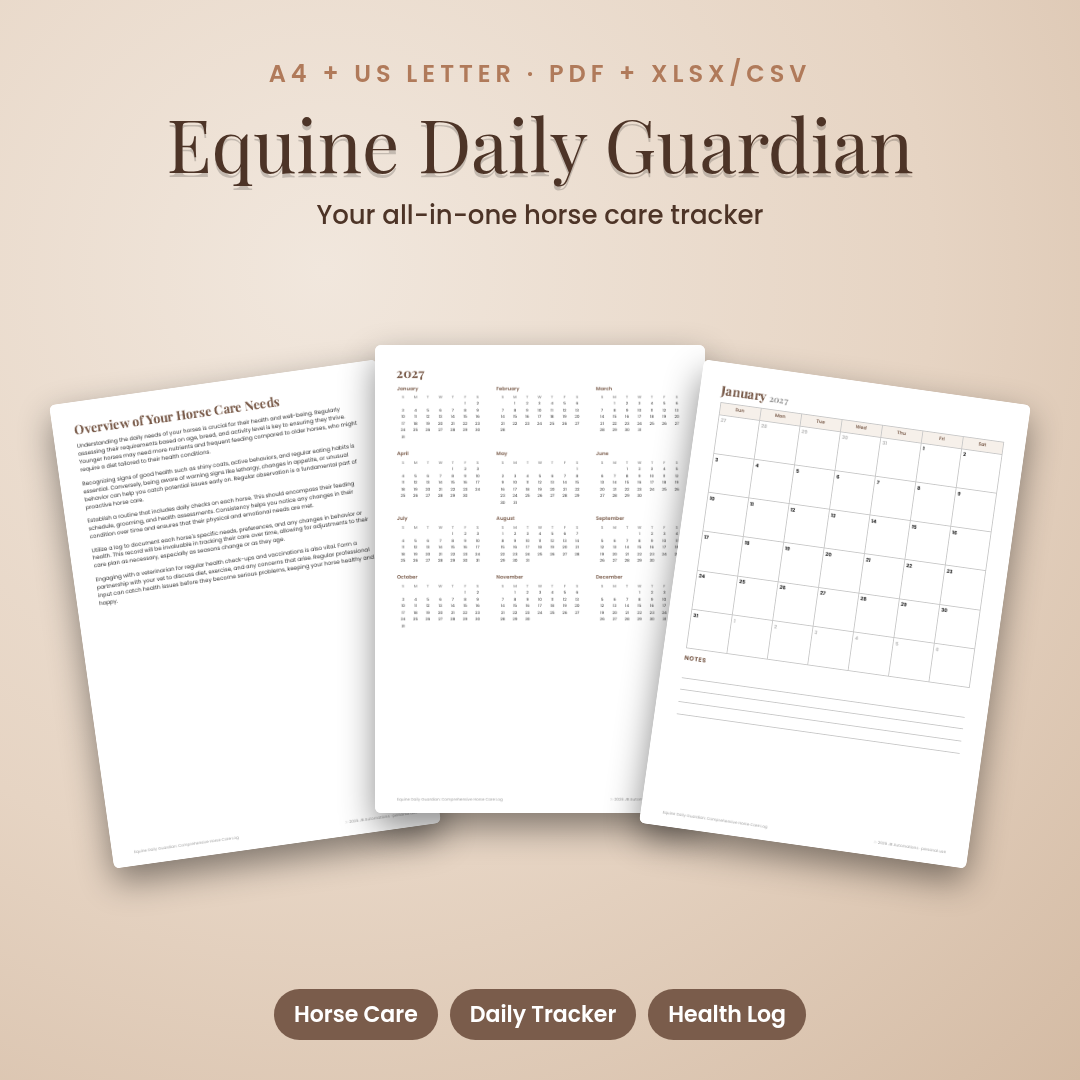 Equine Daily Guardian: Comprehensive Horse Care Log