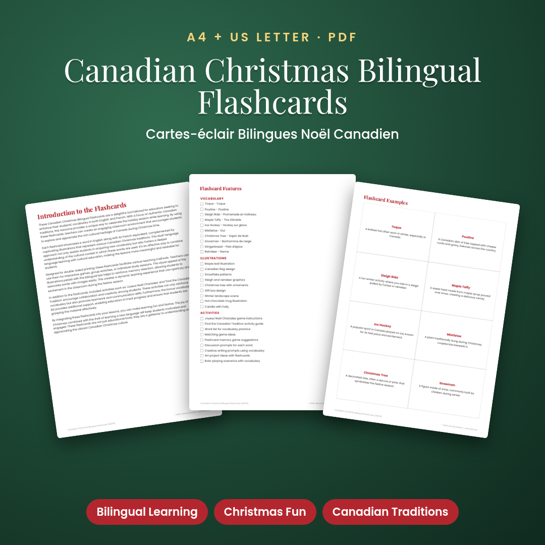 Canadian Christmas Bilingual Flashcards (EN/FR)