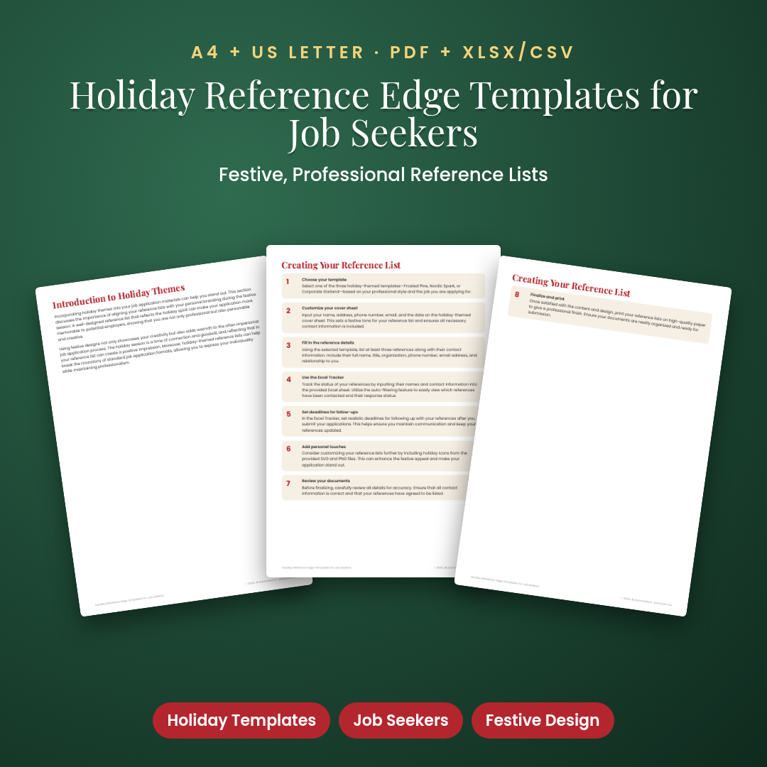 Holiday Reference Edge Templates for Job Seekers