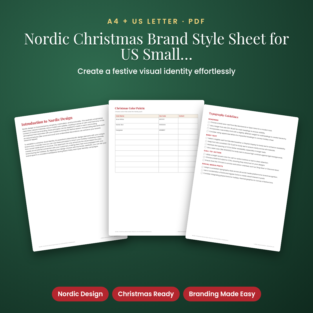 Nordic Christmas Brand Style Sheet for US Small Biz &amp; Freelancers