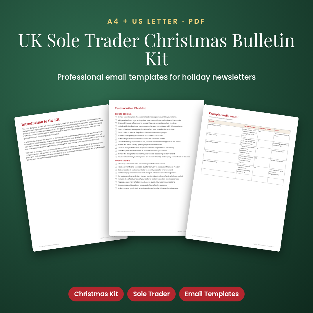 UK Sole Trader Christmas Bulletin Kit